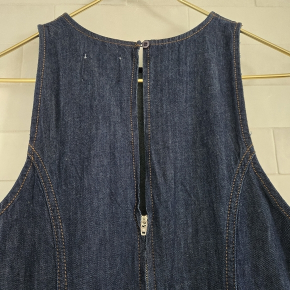 Reformation Pippa Sleeveless Denim Midi Dress Fit Flare A-Line Blue Liffey Wash - Picture 12 of 12